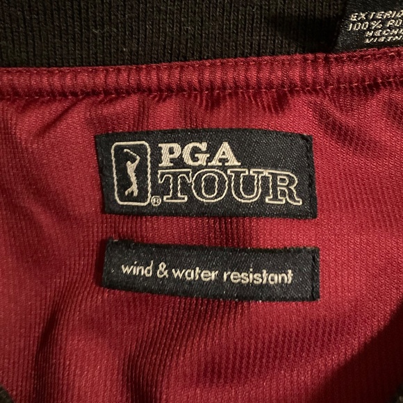 PGA Tour Mens Sz L Golf Pullover Maroon Long Sleeve V-Neck Zip Off Sleeve - Picture 11 of 13
